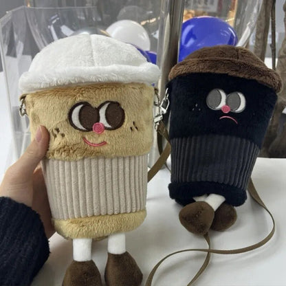 Plushie Cartoon Coffee Cup Shoulder Bag, 8" | 20 cm - Plushie Produce