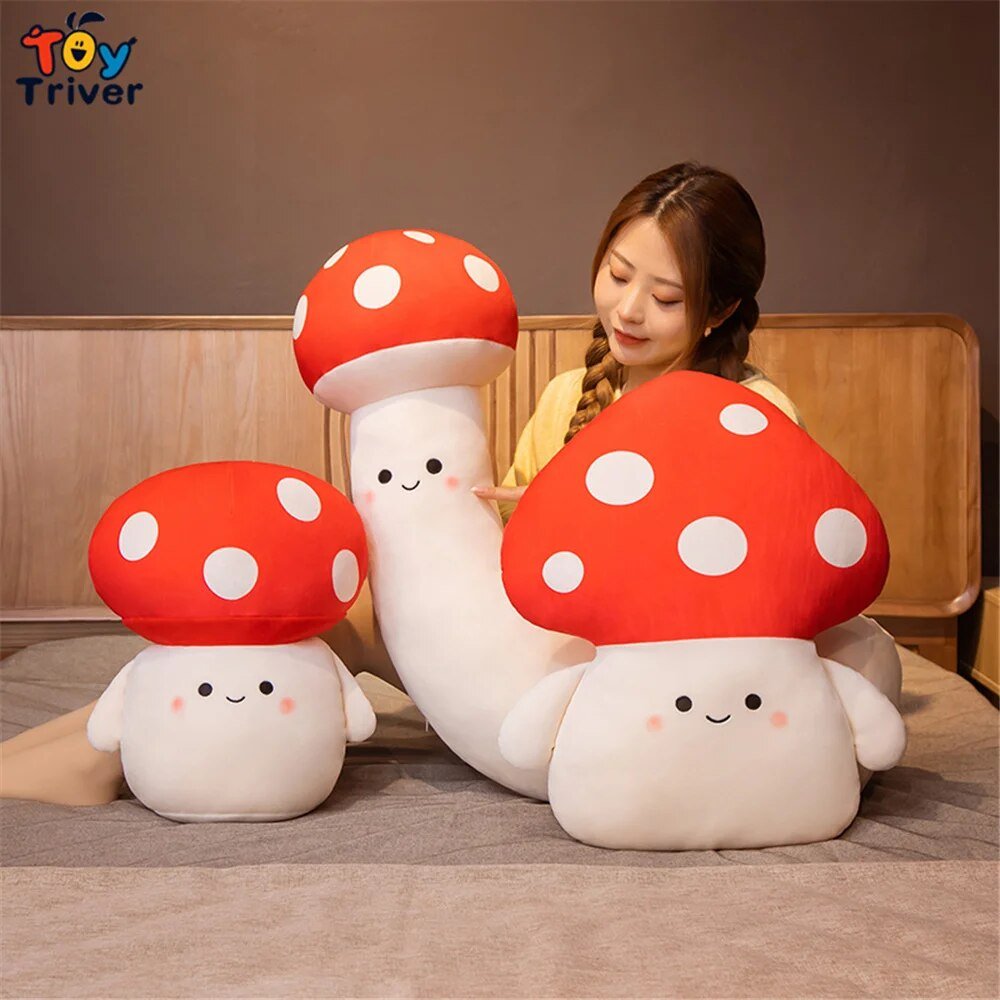 Plushie Cartoon Mushroom with Body Pillow Option, 17-35" | 42-90cm