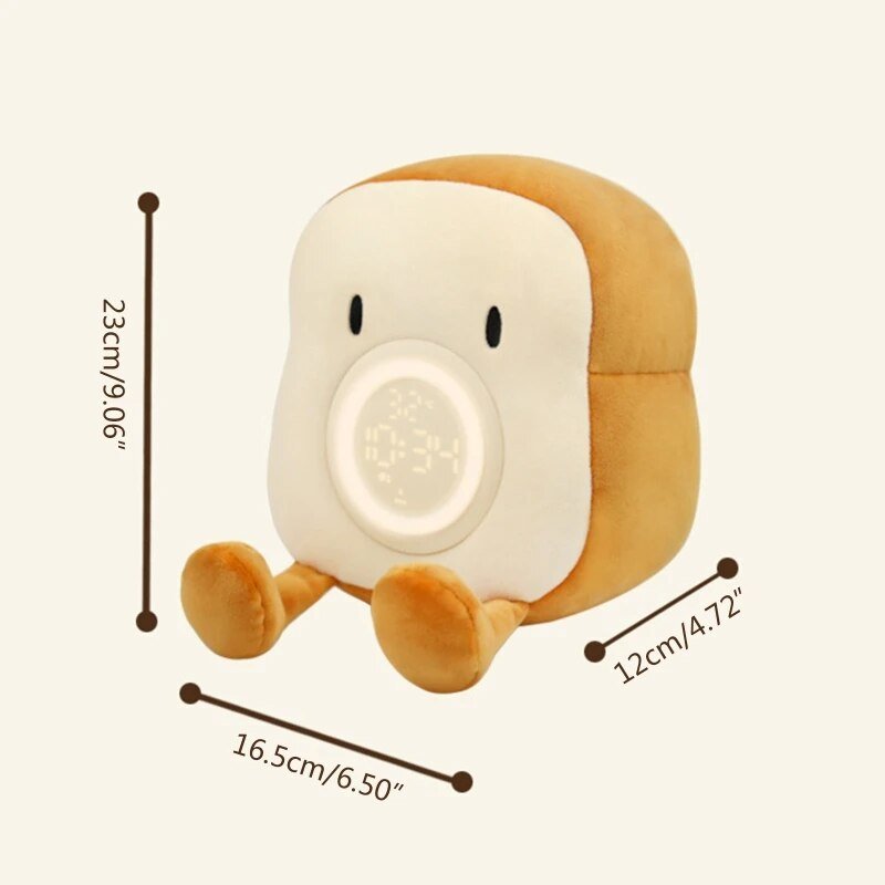 Plushie Novelty Slice of Bread Digital Alarm Clock, 9" | 23 cm