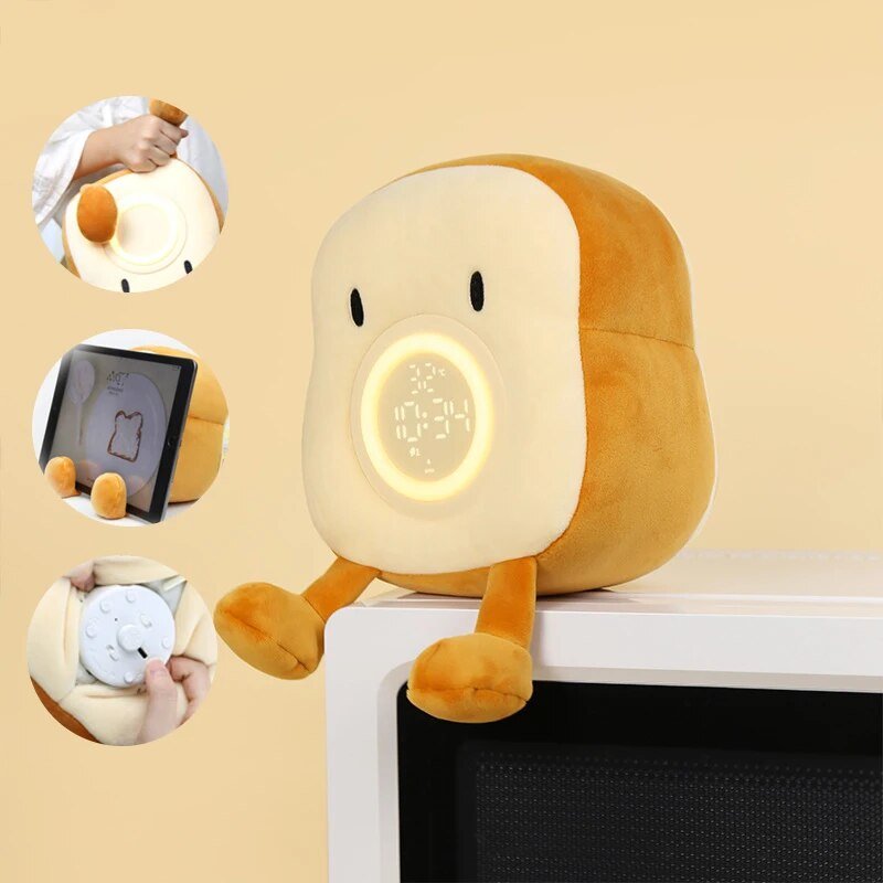 Plush Cartoon Piece of Bread Digital Alarm Clock, 9" | 23 cm