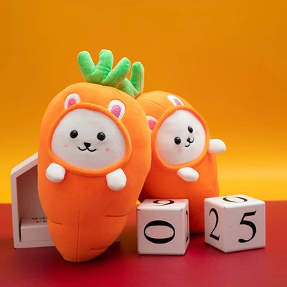 Cartoon Rabbit Plushie in Carrot Costume, 10" | 26 cm