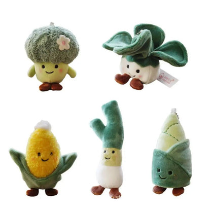 Plush Cartoon Vegetable Keychain, 5 Vegetables Plushie Produce