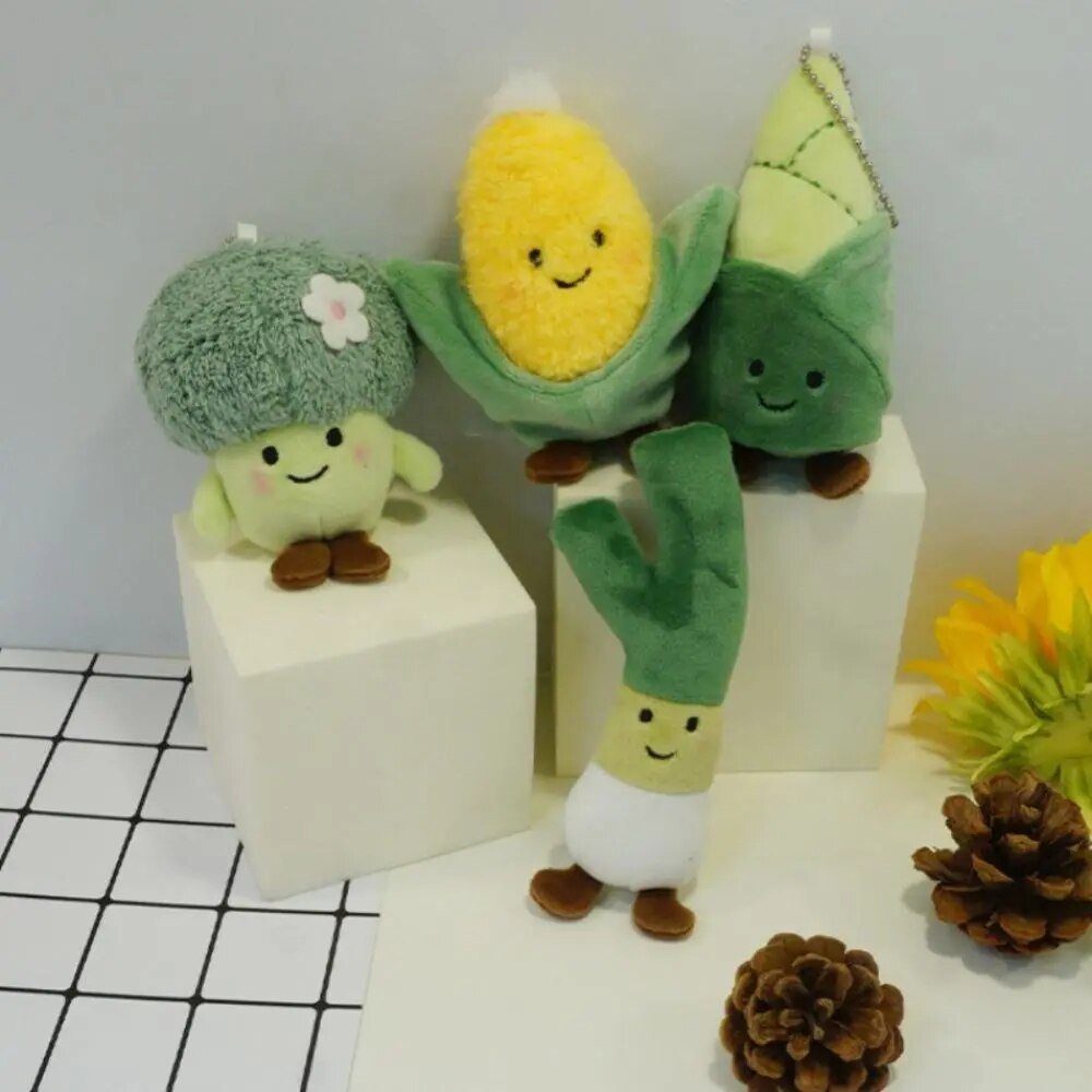 Plush Cartoon Vegetable Keychain, 5 Vegetables Plushie Produce