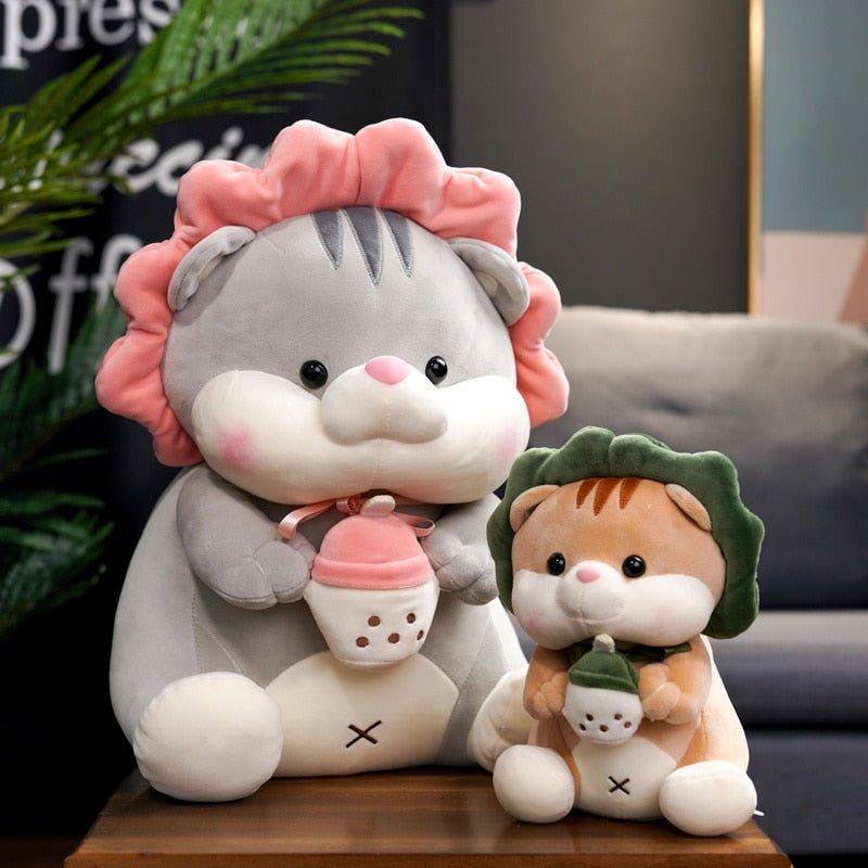 Cat Plush drinking Bubble Tea, 10-18" | 25-45 cm - Plush Produce