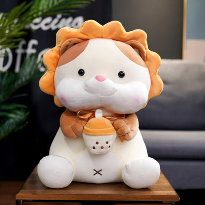 Cat Plush drinking Bubble Tea, 10-18" | 25-45 cm - Plush Produce