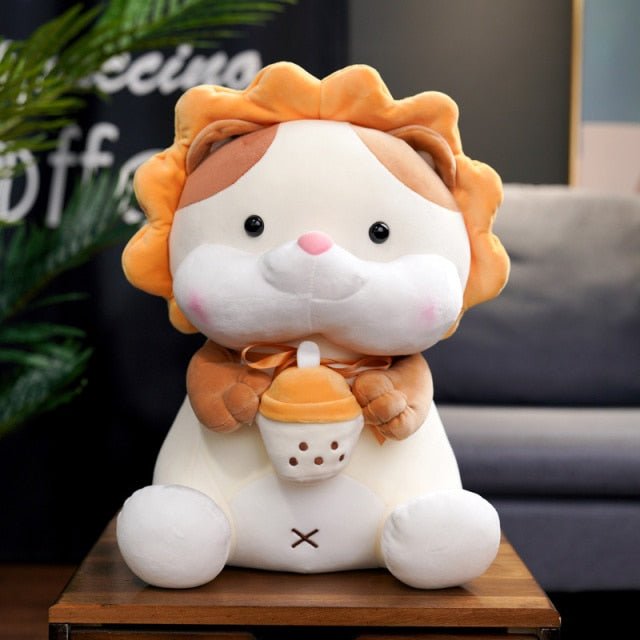 Cat Plush drinking Bubble Tea, 10-18" | 25-45 cm - Plush Produce