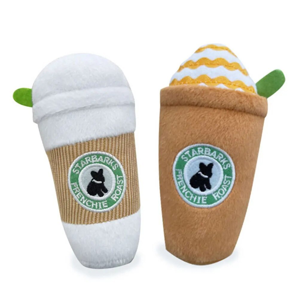 Plush Coffee Cup Dog Squeaky Chew Toy, 6" | 14 cm
