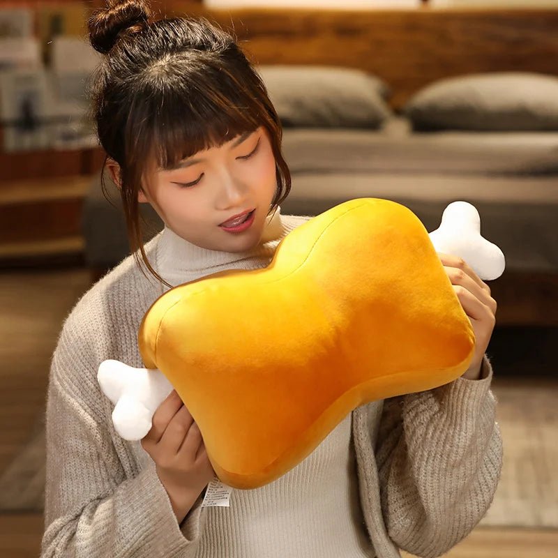 Plushie Cooked Meat with Removable Bone Handwarmer, 17" | 42 cm