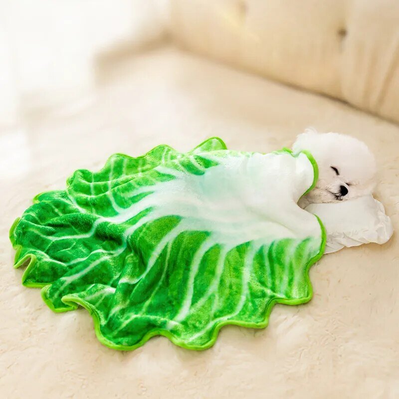 Plush Coral Fleece Cabbage Blanket for Dogs, 18-32" | 45-80 cm