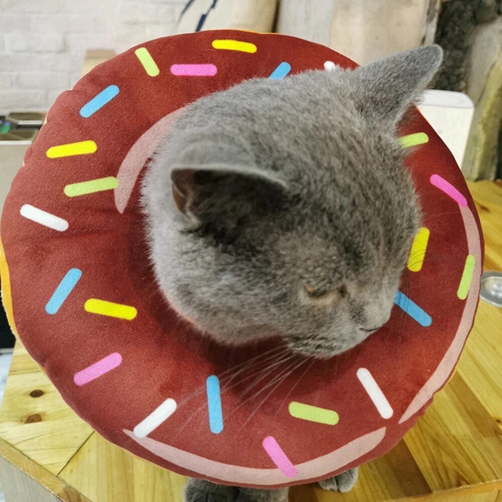 Plush Donut Recovery Collar, Five Styles, For Pets to 19 lbs. (9 kg) Plushie Produce