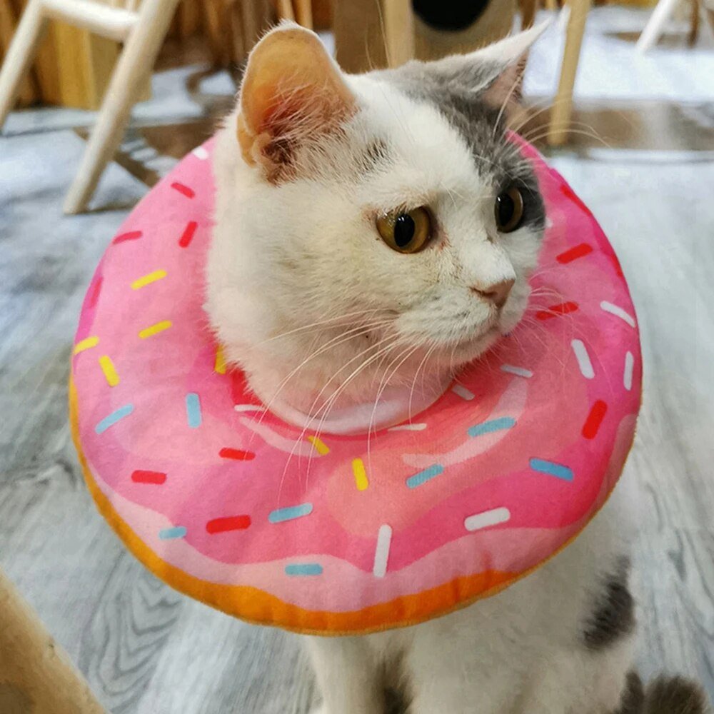 Plush Donut Recovery Collar, Five Styles, For Pets to 19 lbs. (9 kg) Plushie Produce