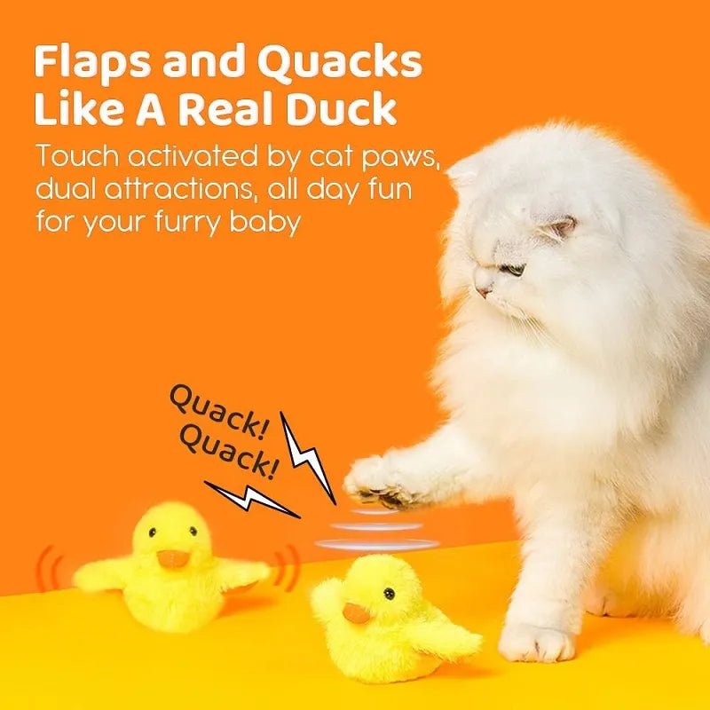 Plushie Duck Rechargeable Flapping Cat Toy, 6" | 15 cm - Plushie Produce