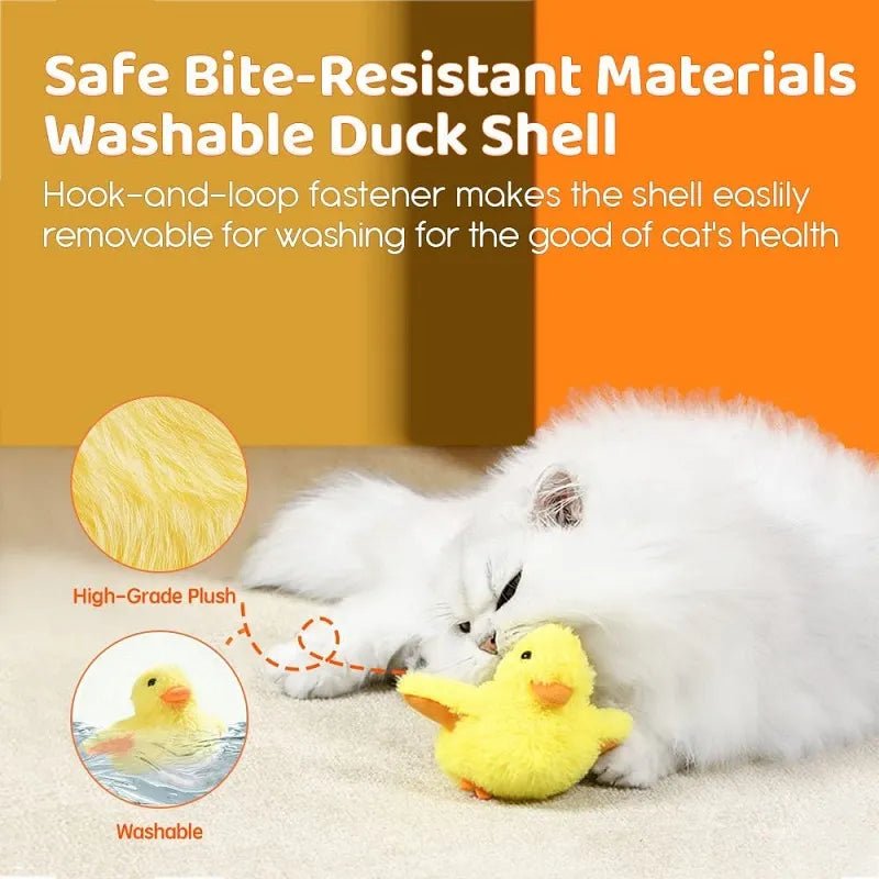 Plushie Duck Rechargeable Flapping Cat Toy, 6" | 15 cm - Plushie Produce