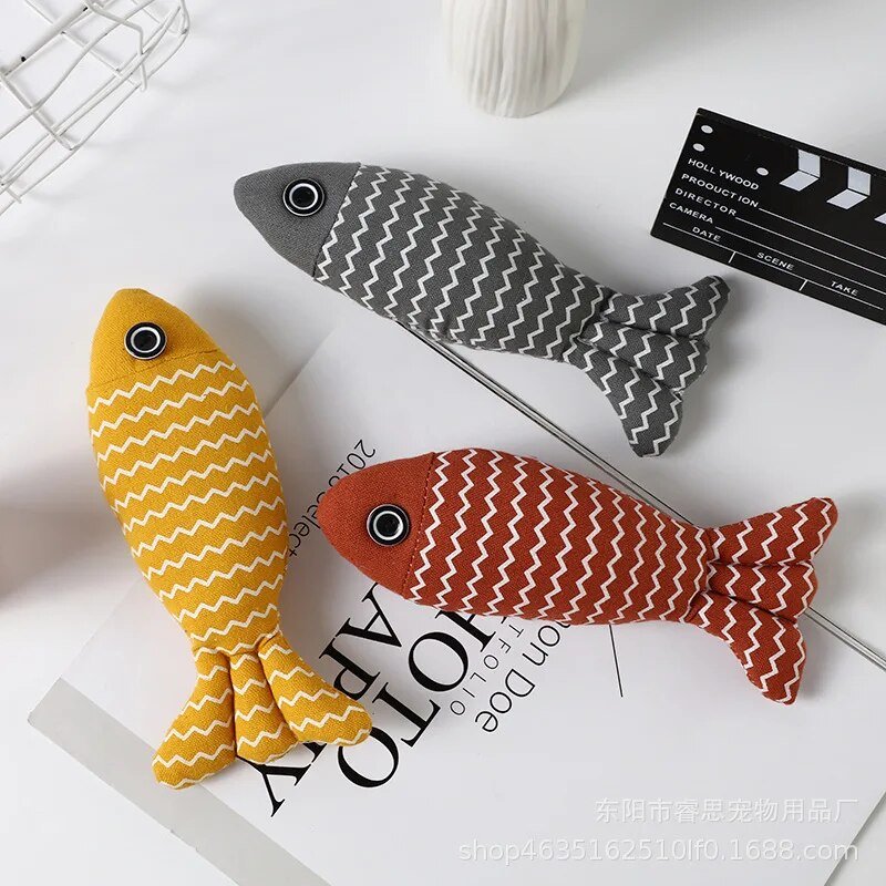 Plush Fish Cat Catnip Toy, Three Colors, 7" | 19 cm