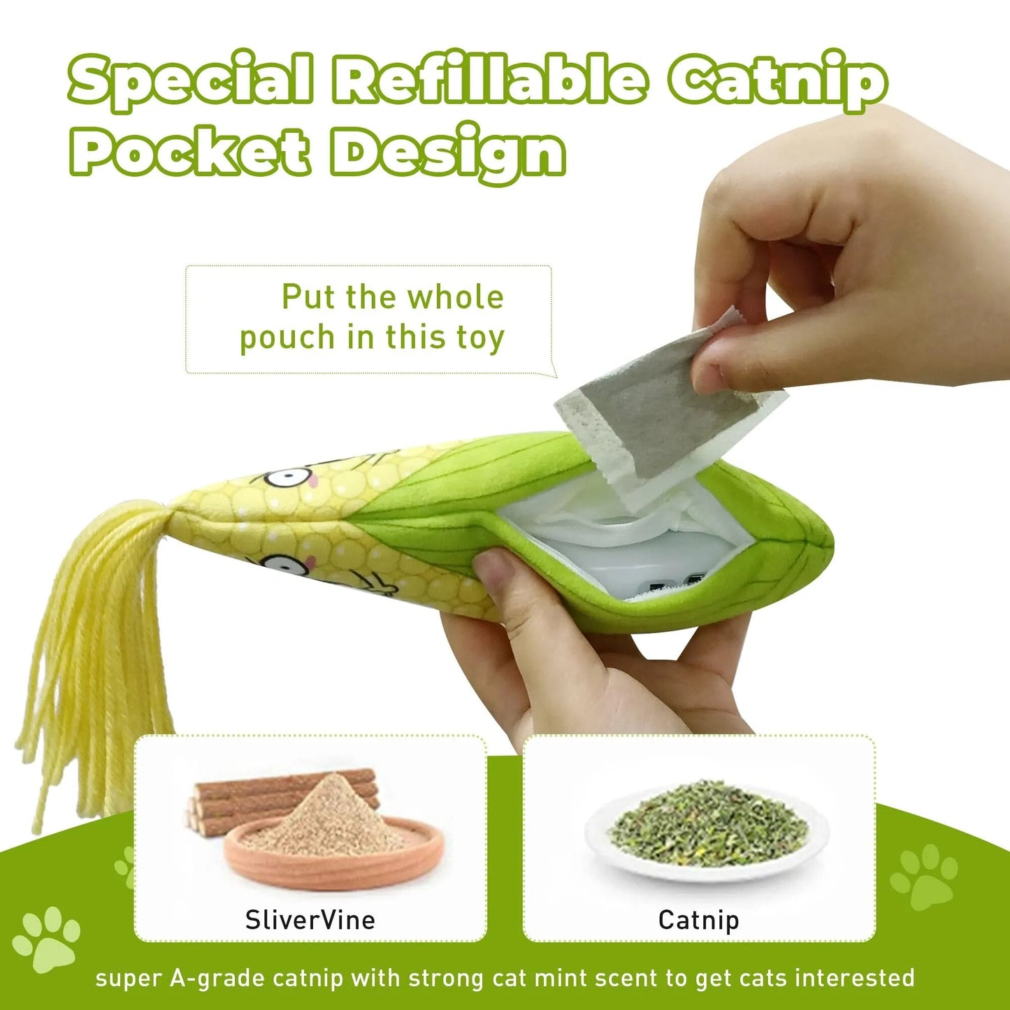 Plush Flopping Corn Toy for Dogs and Cats, 9" | 22 cm