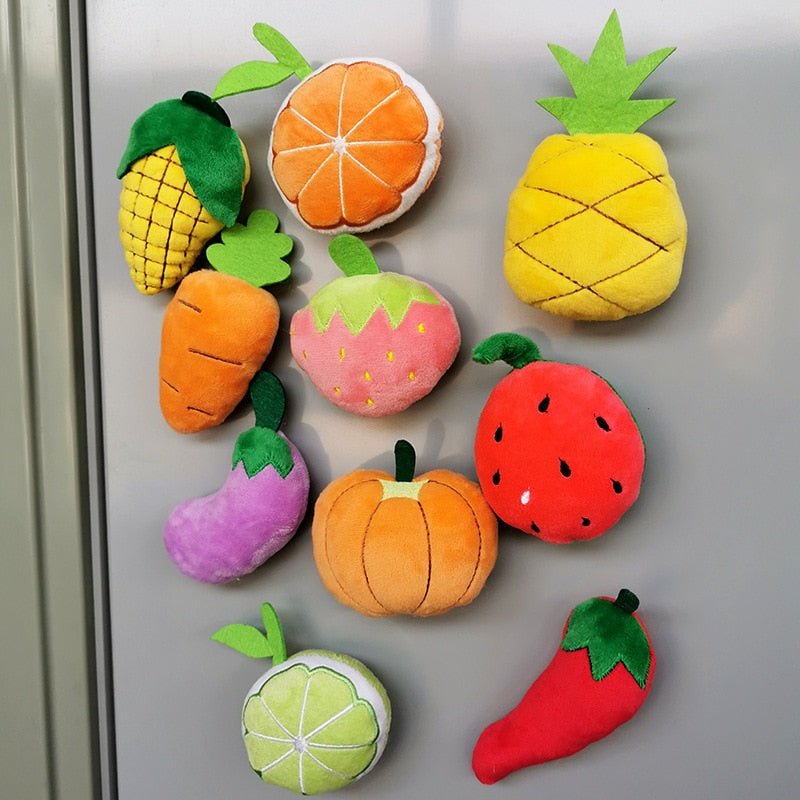 Assorted Fruits and Vegetables Plush Refrigerator Magnets - Plush Produce