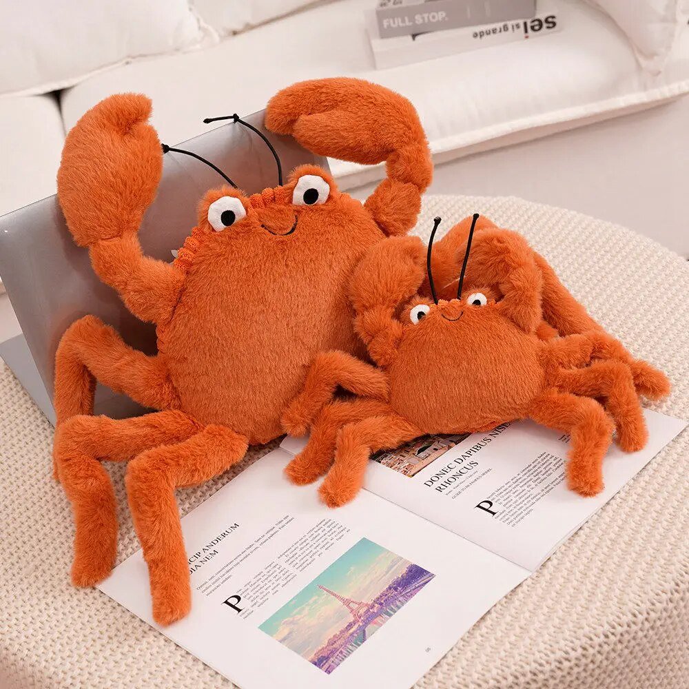 Red Fuzzy Cartoon Crab Plushie, 12-24" | 30-60 cm