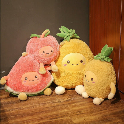 Plushie Fuzzy Cartoon Fruit, Three Fruits, 12-24" | 30-60 cm - Plushie Produce