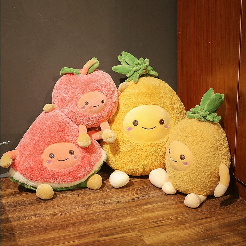 Plushie Fuzzy Cartoon Fruit, Three Fruits, 12-24" | 30-60 cm