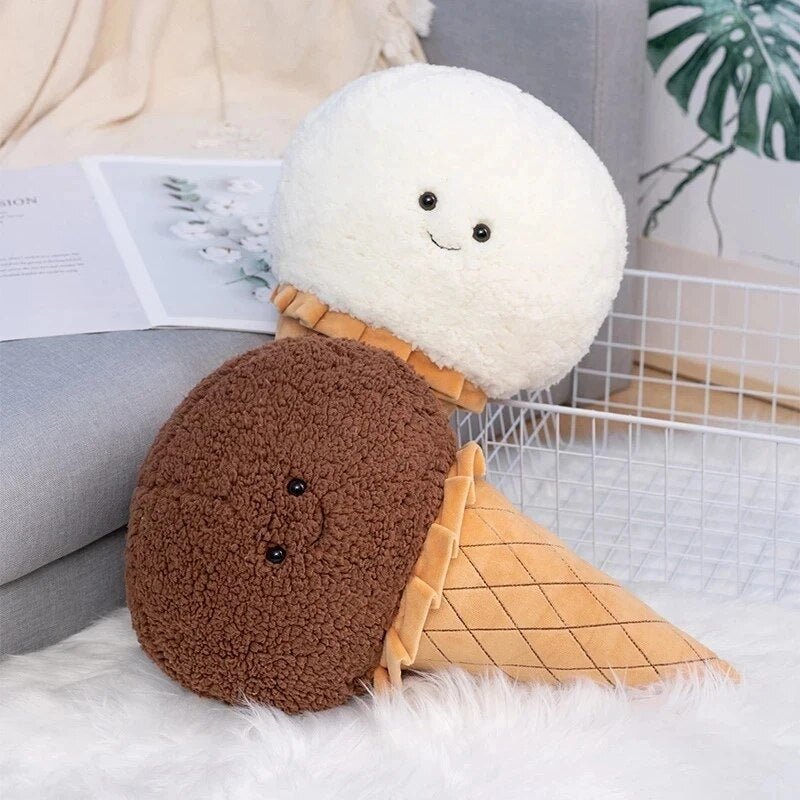 Plushie Fuzzy Cartoon Ice Cream Cone, Five Flavors, 18" | 46 cm - Plushie Produce