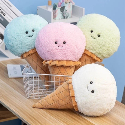 Plushie Fuzzy Cartoon Ice Cream Cone, Five Flavors, 18" | 46 cm