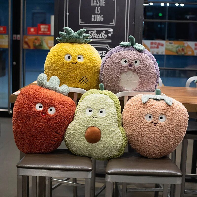 Plushie Fuzzy Fruit w/Optional Handwarmer, 5 Fruits, 14-18" | 36-45 cm