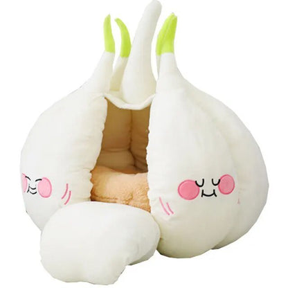 Plushie Garlic Kawaii Pet Bed for pets to 16.5 lbs (7.5 kg)