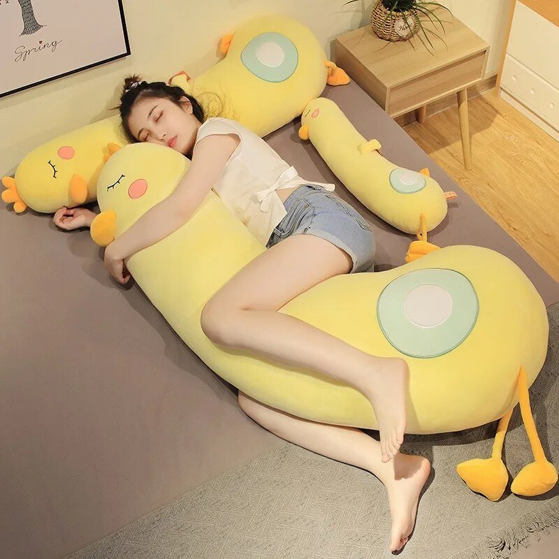 Almohada de Cuerpo de Pato Amarillo Durmiente Gigante de Peluche, 2.3-3.9'' | 70-120 centímetros