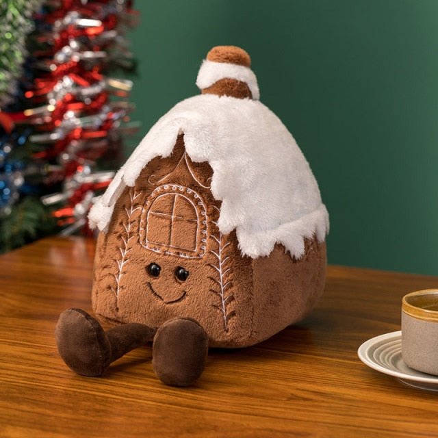 Plushie Gingerbread House Holiday Decor, 9" | 22 cm