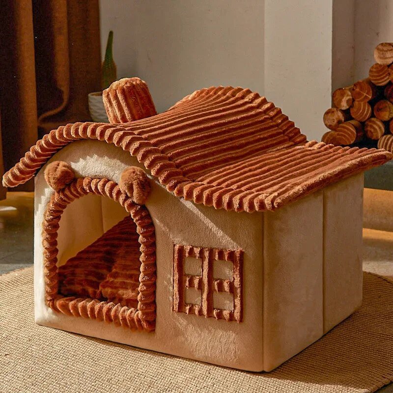 Plush Gingerbread House Pet Bed for Pets up to 30 lbs (14 kg) Plushie Produce