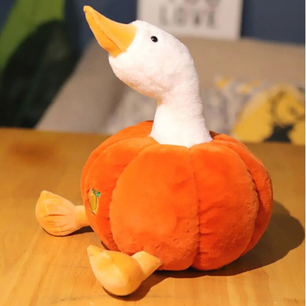 Plush Goose Inside a Plush Pumpkin, 12" | 30 cm