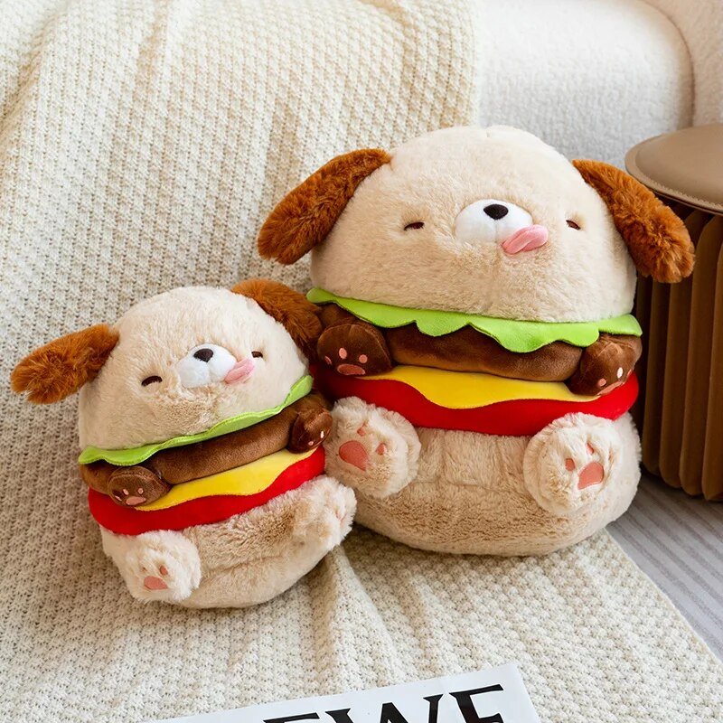 Hamburger Dog Plushiei, 9-14" | 23-35 cm