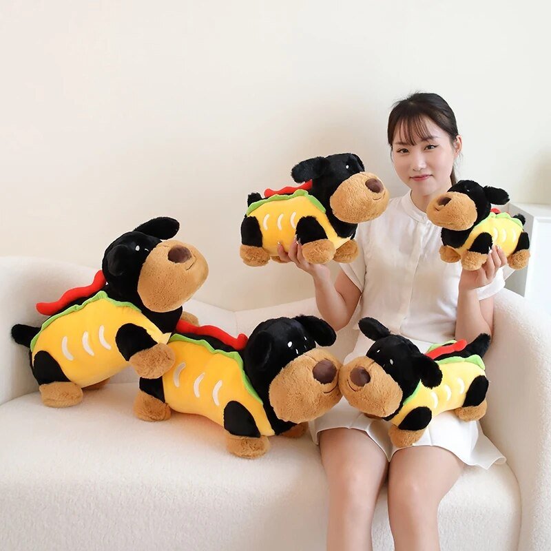 Perro de peluche como un hot dog, 12-22" | 30-55 centímetros