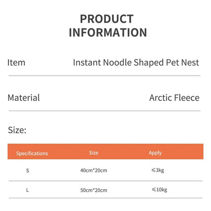 Plush Instant Noodle Pet Bed for Pets up to 22 lbs (10 kg) Plushie Produce