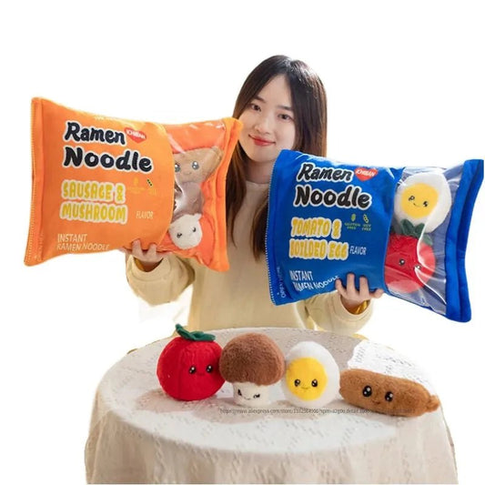 Plush Ramen Noodle Bag with Contents, Two Colors, 18" | 45 cm
