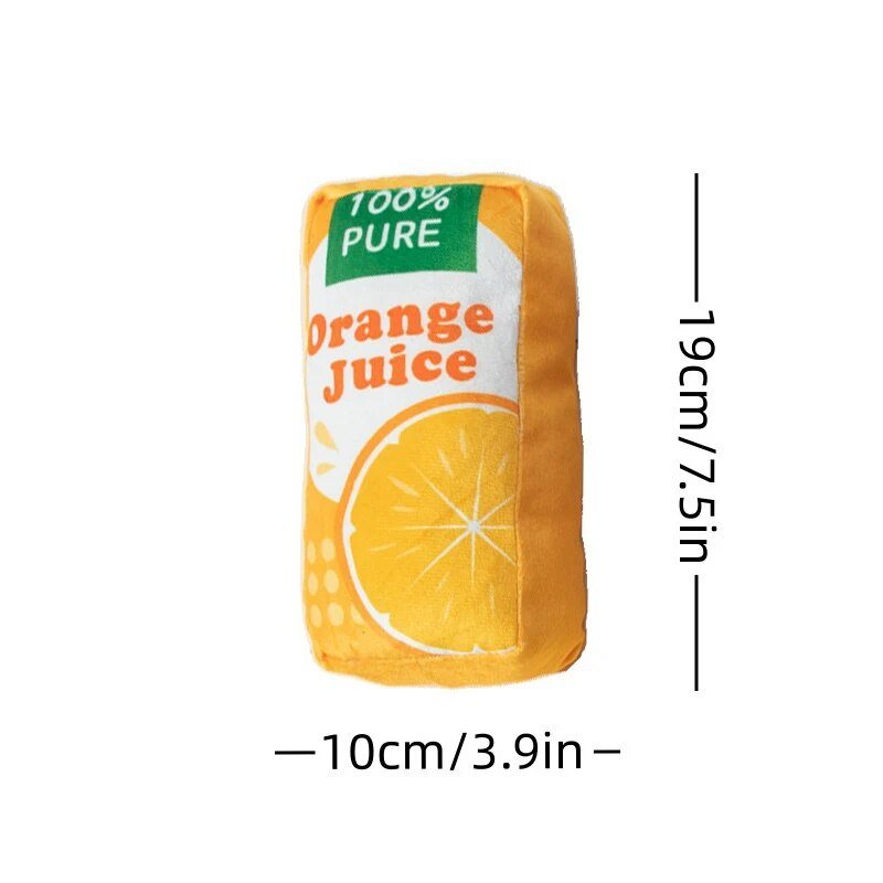 Plush Juice Box Dog Squeaky Toy, 7" | 19 cm