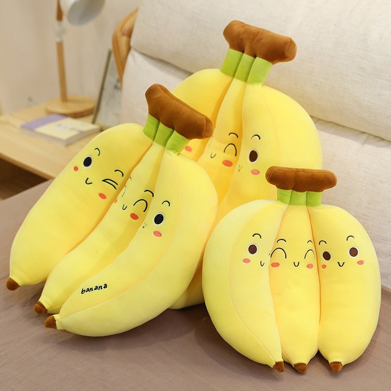 Plush Jumbo Cartoon Bunch of Three Bananas, 1.1-2.3' | 35-70 cm Plushie Produce