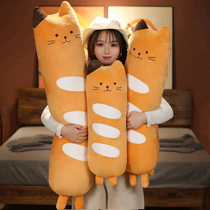 Plush Jumbo Cat Loaf of Bread Body Pillow, 2-3.3' | 60-100 cm Plushie Produce