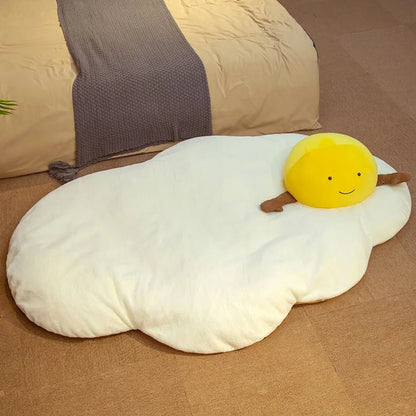 Plush Jumbo Fried Egg Floor Cushion, 4.3-5.6' | 1.3-1.7 m Plushie Produce