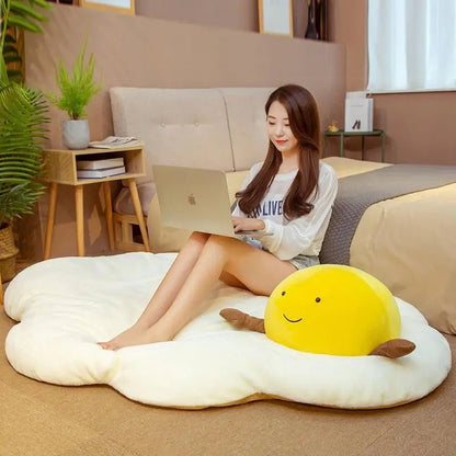 Plush Jumbo Fried Egg Floor Cushion, 4.3-5.6' | 1.3-1.7 m Plushie Produce