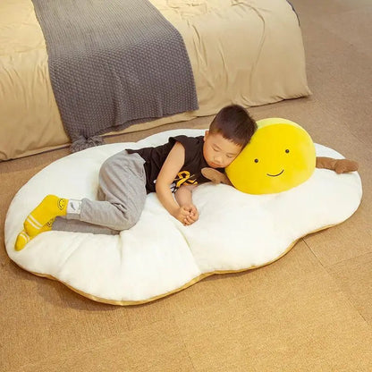 Plush Jumbo Fried Egg Floor Cushion, 4.3-5.6' | 1.3-1.7 m Plushie Produce