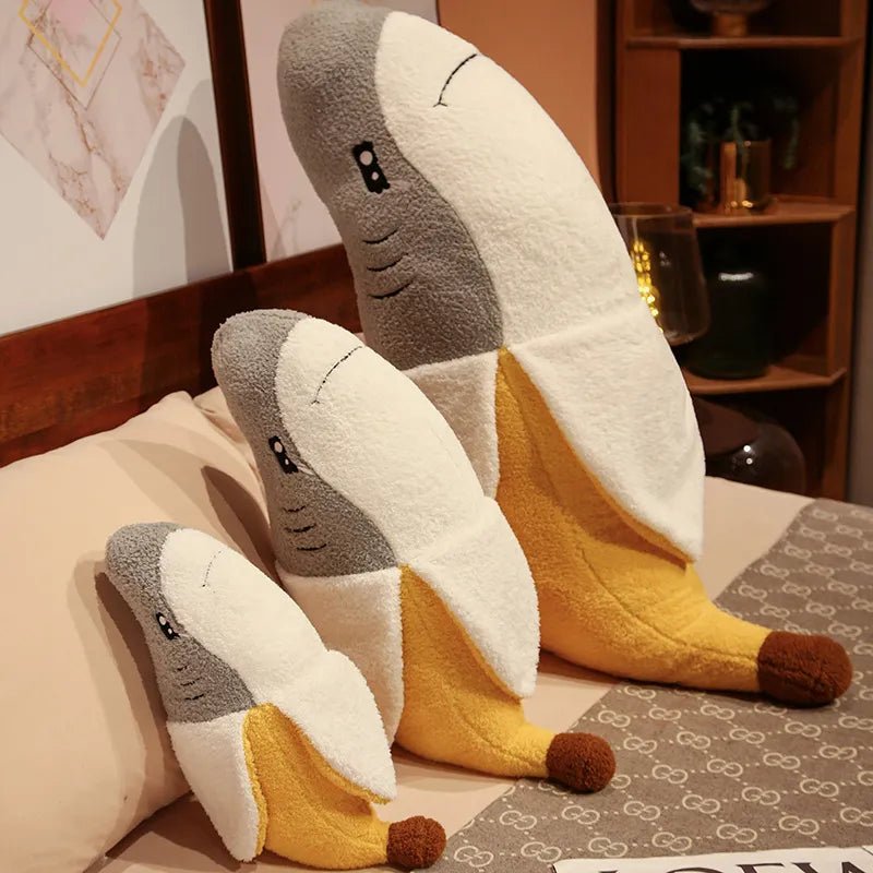 Jumbo Banana Shark Plushie, 18-43" | 45-110 cm