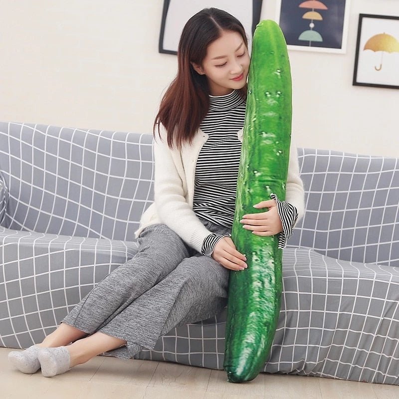 Plush Jumbo Realistic Cucumber, 2.3-3.6' | 70-110cm Plushie Produce