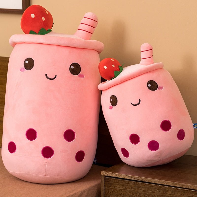 Jumbo Strawberry Bubble Tea with Ice Cream, 9-28" | 23-70 cm - Plush Produce