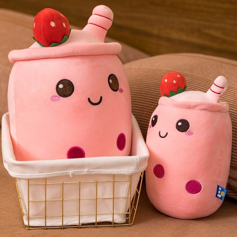 Jumbo Strawberry Bubble Tea with Ice Cream, 9-28" | 23-70 cm - Plush Produce