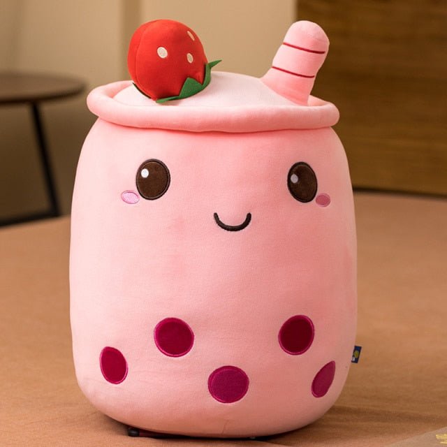 Jumbo Strawberry Bubble Tea with Ice Cream, 9-28" | 23-70 cm - Plush Produce