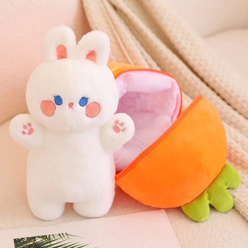 Plush Jumbo Strawberry/Carrot Hiding a Plush Pig/Rabbit, 1-2.6' | 30-80 cm Plushie Produce