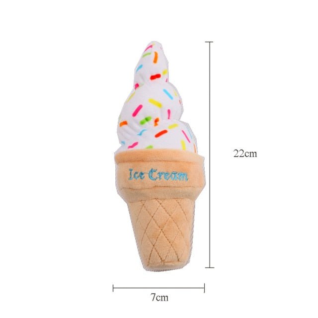 Large Ice Cream Cone Plush Squeaky Chew Toy, 9" | 22 cm - Plush Produce