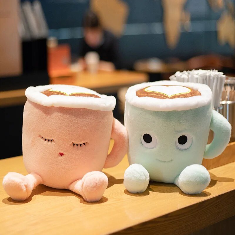 Plushie Latte Art Cartoon Coffee Cup, 8-12" | 20-30 cm