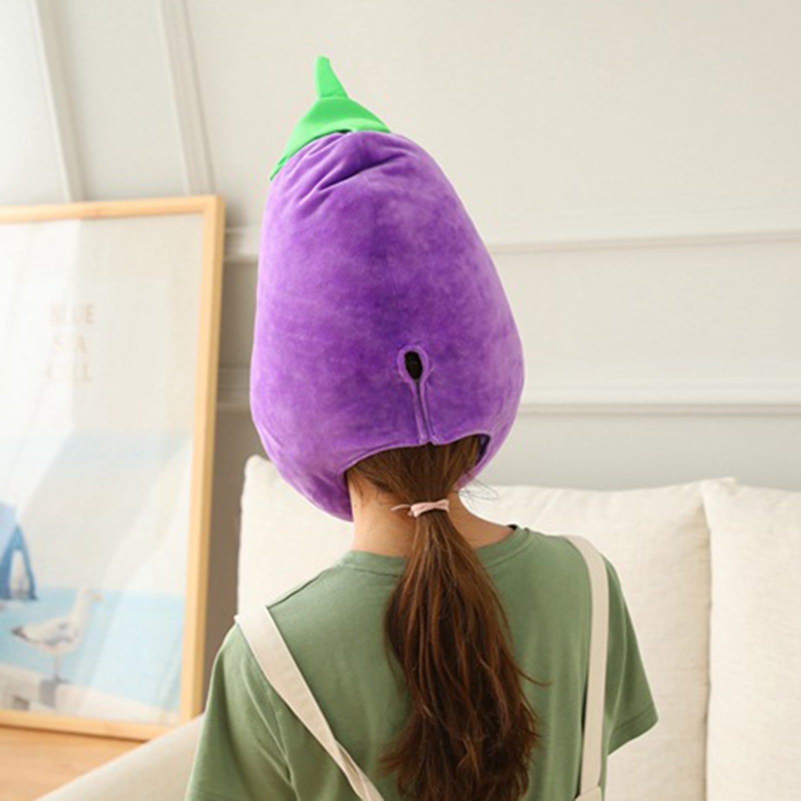 Eggplant Plush Novelty Hat, 18" | 46 cm - Plush Produce